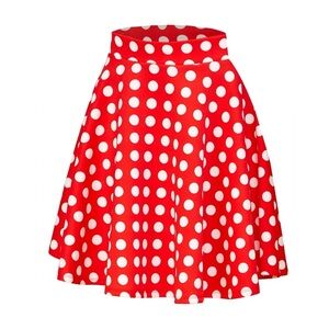 Made by JOHNNY Flared Casual Mini Skater Skirt Red Polka Dot XL